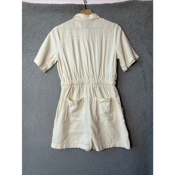 NWT Universal Thread Romper Jumpsuit XS Button Up Pockets Western Beach Cream - Picture 8 of 16